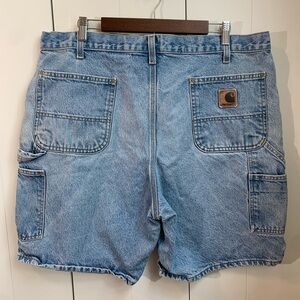 Vintage Carhartt Men's Blue‎ Denim Carpenter Shorts Size 40